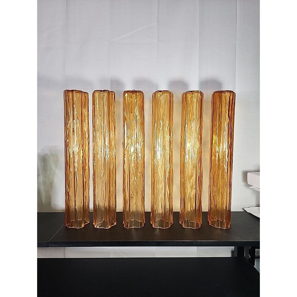 VTG Venini 16"Chandelier Parts Tronchi Glass Replacement Tube Prism Murano Amber